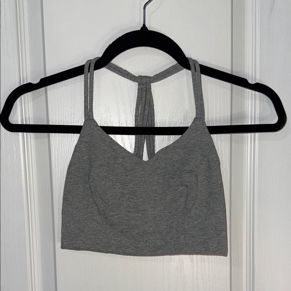 Gray Strappy Crop Top